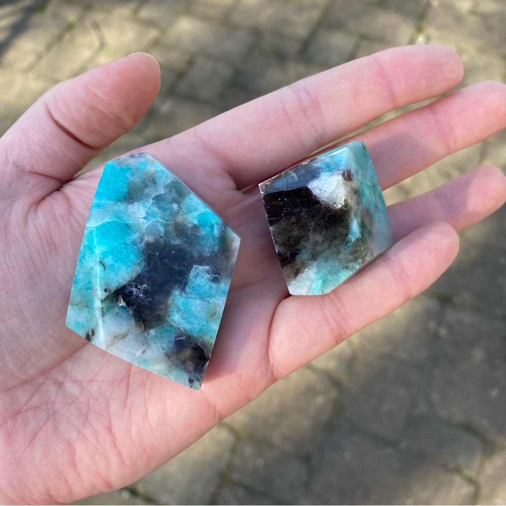 Set of 2 Polished Amazonite Freeform Stones Crystals Minerals - Picture 1 of 6